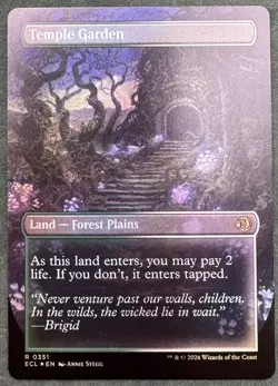 MTG Lorwyn Eclipsed Temple Garden Borderless Foil 351 Shock Land NM - Image 2