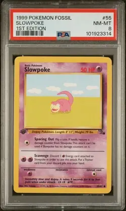 PSA 8 SLOWPOKE 55 FOSSIL 1ST EDITION POKEMON - Image 1