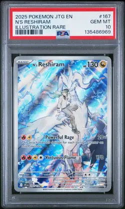 2025 POKEMON JTG EN-JOURNEY TOGETHER ILLUSTRATION RARE #167 N'S RESHIRAM PSA 10 - Image 1