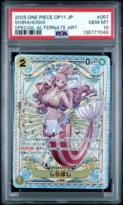 2025 ONE PIECE JPN OP11-A FIST OF DIVINE SPEED #057 SHIRAHOSHI PSA 10 - Image 1
