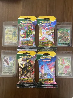 Pokemon Evolving Skies Sleeved Booster Pack Full Art Set Sealed W/ 4 Cards - Image 1
