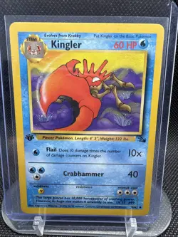 Pokemon TCG Kingler Base Fossil Set, 1st Edition Uncommon Card 38/62 NM - Image 1