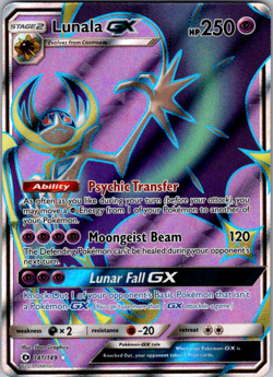 Lunala GX - 141/149 - Pokemon Sun & Moon Base Set Full Art Ultra Rare Card NM - Image 1