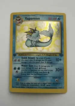 Pokemon TCG Vaporeon Holo Rare Card Jungle, 12/64, First Edition - Image 1