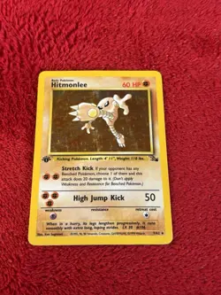 1st Edition Hitmonlee 7/62 Fossil Holo Wotc Pokemon Card Played - Image 1