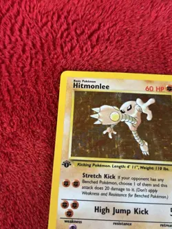 1st Edition Hitmonlee 7/62 Fossil Holo Wotc Pokemon Card Played - Image 2