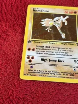1st Edition Hitmonlee 7/62 Fossil Holo Wotc Pokemon Card Played - Image 4