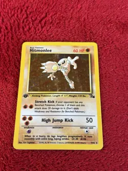 1st Edition Hitmonlee 7/62 Fossil Holo Wotc Pokemon Card Played - Image 5