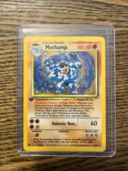 Pokemon TCG Machamp Holo 1st Edition Unlimited Rare Card Base Set 8/102 - Image 1