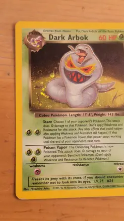 Pokemon TCG Team Rocket Dark Arbok Unlimited Holo Rare 2/82 - Image 2