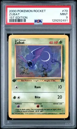 2000 Pokemon Team Rocket - 1ST EDITION ZUBAT #70 - PSA 9 Mint, Fresh Slab - Image 4