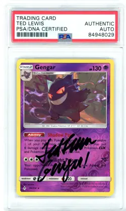 PSA Signed Ted Lewis Pokemon TCG Gengar 70/214 Reverse Holo Unbroken Bonds - Image 1