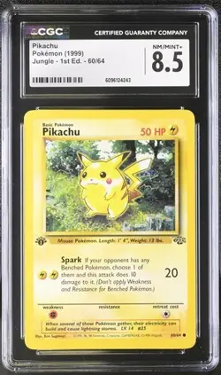 PIKACHU (1999) POKEMON JUNGLE 1ST EDITION - 60/65 (NON-HOLO) CGC 8.5 - Image 1