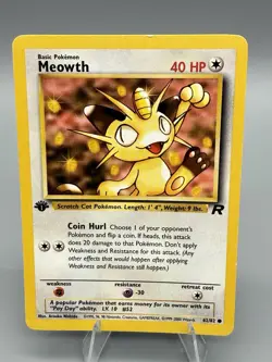 Pokemon TCG - MEOWTH - 1ST EDITION - 62/82 - TEAM ROCKET (2000) - WOTC - LP - Image 1