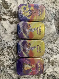 Pokemon TCG Kanto Power Mini Tin Mewtwo, Dragonite, And Pikachu/vulpix. - Image 1