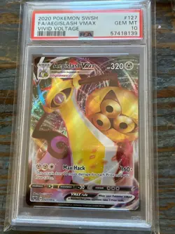 2020 POKEMON SWORD & SHIELD VIVID VOLTAGE AEGISLASH VMAX FULL ART #127 PSA 10! - Image 1