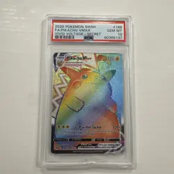 POKEMON PIKACHU VMAX VIVID VOLTAGE RAINBOW SECRET FULL ART #188 188/185 PSA 10 - Image 1