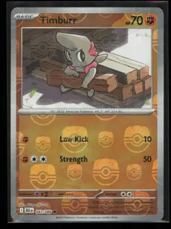 Timburr 047/086 Pokemon MASTER Ball Reverse Holo Black Bolt Common Near Mint - Image 1