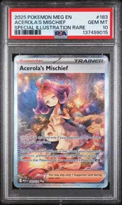 2025 Pokemon Mega Evolution Base #183 SIR Acerola's Mischief PSA 10 Gem Mint - Image 1