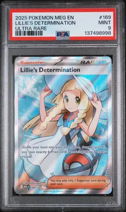 2025 Pokemon Mega Evolution Base #169 Full Art Lillie's Determination PSA 9 Mint - Image 1