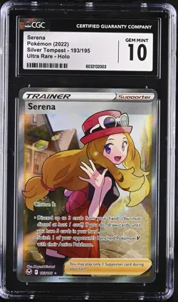 Pokemon TCG Serena Full Art Trainer 193/195 Silver Tempest CGC Gem Mint 10 - Image 1