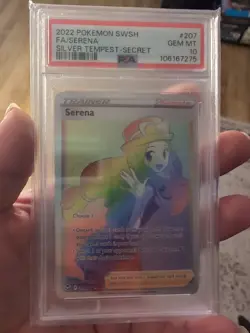 2022 Pokemon Sword & Shield Silver Tempest #207 FA/Serena Rainbow PSA 10 GEM MT - Image 1