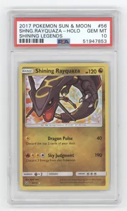 2017 POKEMON SUN & MOON SHINING LEGENDS RAYQUAZA HOLO 56/73 PSA 10 Q1887 - Image 1