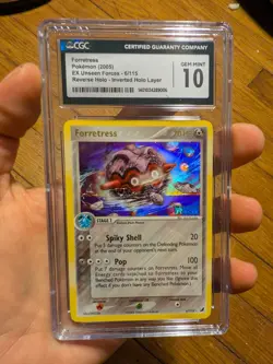 TOP POP 2) Pokemon EX Unseen Forces CGC 10 GEM MINT Forretress 6/115 ERROR HOLO - Image 2