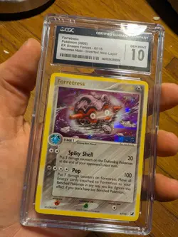 TOP POP 2) Pokemon EX Unseen Forces CGC 10 GEM MINT Forretress 6/115 ERROR HOLO - Image 3