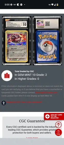 TOP POP 2) Pokemon EX Unseen Forces CGC 10 GEM MINT Forretress 6/115 ERROR HOLO - Image 5