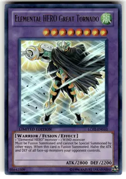 Yugioh Elemental HERO Great Tornado LC02-EN010 Ultra Rare Limited Edition NM - Image 1