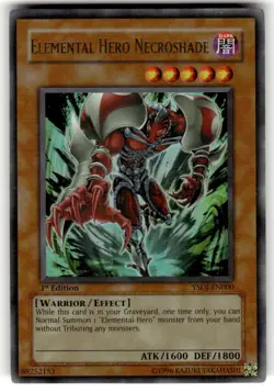 Yugioh Elemental HERO Necroshade YSDJ-EN000 Ultra Rare 1st Ed - NM - Image 1