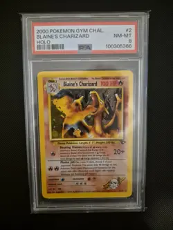 PSA 8 Blaine's Charizard Gym Challenge 2/132 Holo Pokemon Card - Image 1
