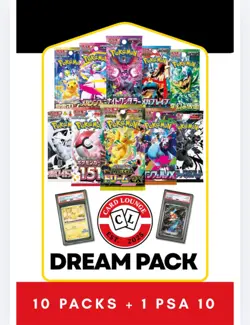 Card Lounge Dream Pack - 10 Packs & Guaranteed PSA 10 Pokemon Card - Image 1