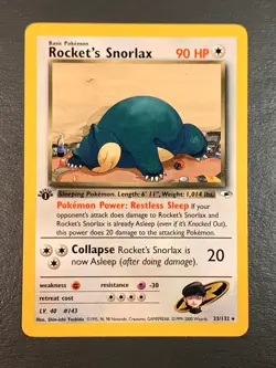 Rocket's Slorlax Gym Heroes Set 33/132 1st Edition Pokemon TCG Card - Image 1