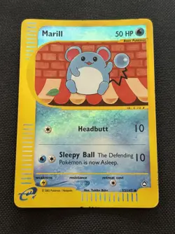 #2 Marill 53/147 Aquapolis 2002 Reverse Holo E-Series Vintage Pokemon Card TCG - Image 1