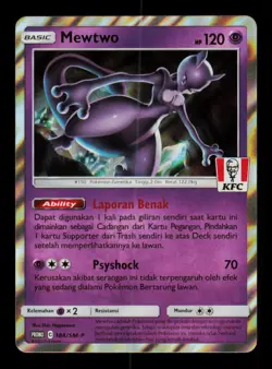 Pokemon Card Mewtwo 184/SM-P Sun & Moon Promo KFC Indonesian Holo NM 2020 - Image 1
