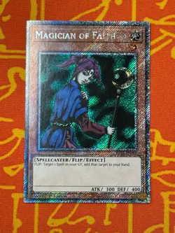YUGIOH MAGICIAN OF FAITH PLATINUM SECRET RARE 1ST NM RA03-EN090 - Image 1