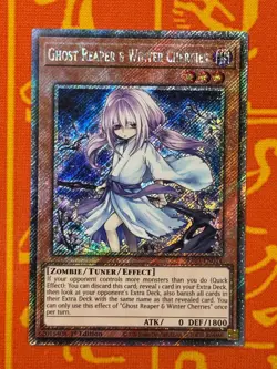 YUGIOH GHOST REAPER & WINTER CHERRIES PLATINUM SECRET RARE NM RA03-EN014 ALT ART - Image 1