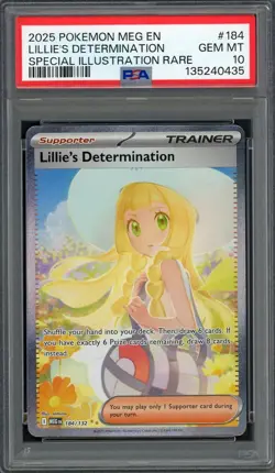 PSA 10 Lillie's Determination Mega Evolution 184/132 Holo Pokemon Card B13 - Image 1