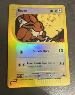 Pokemon Card- Eevee -Skyridge-Reverse Holo-54/144-Rare-ENG-Very Good - Image 1