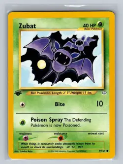 Zubat 1st Edition Pokemon Trading Card Game Neo Revelation 59/64 NM - Image 1