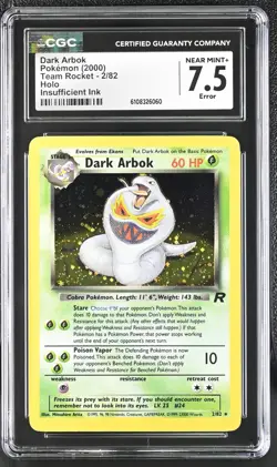CGC 7.5 Dark Arbok 2/82 Team Rocket Error Misprint Holo Rare Pokemon Card - Image 1