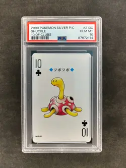 2000 POKEMON SILVER VERSION PLAYING CARDS 10 OF CLUBS 213C SHUCKLE PSA 10 - Image 1