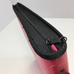 Vintage 1998 Pokemon 3-Ring Card Binder w/ Zipper Handle Pink Red Translucent - Image 3