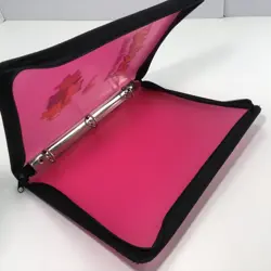 Vintage 1998 Pokemon 3-Ring Card Binder w/ Zipper Handle Pink Red Translucent - Image 4