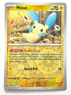 Minun 061/182 Reverse Holo Common - Paradox Rift Pokemon Pack Fresh Near Mint NM - Image 1
