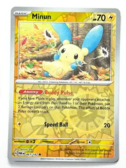 Minun 061/182 Reverse Holo Common - Paradox Rift Pokemon Pack Fresh Near Mint NM - Image 3