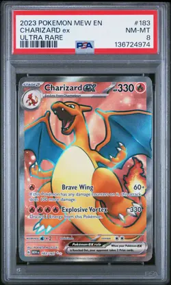 2023 POKEMON MEW EN-151 ULTRA RARE #183 CHARIZARD EX PSA 8 - Image 1