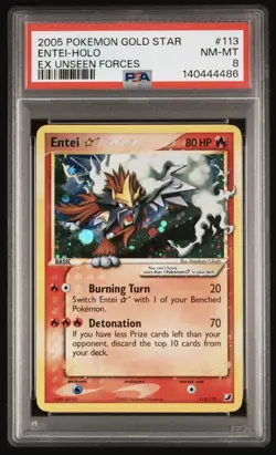 Entei Holo PSA 8 EX Unseen Forces 2005 Pokemon Gold Star #113 *New Cert* - Image 1